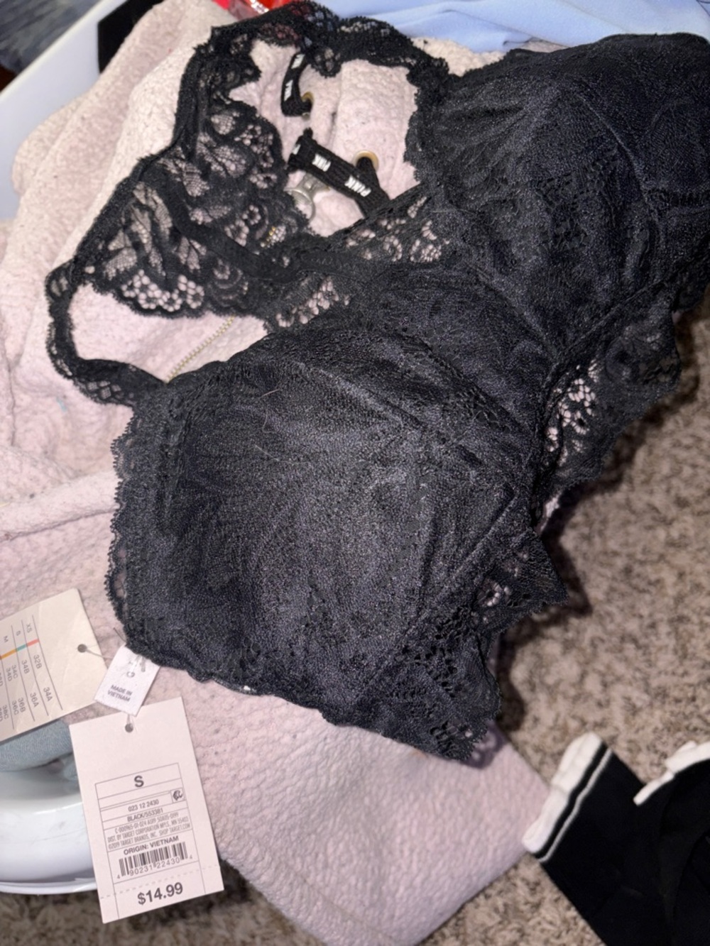 Auden Black Lace Bralette with Scalloped Trim
